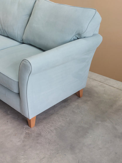 John Lewis Charlotte II Medium 2 Seater Sofa Easy clean eco cotton powder blue  light leg