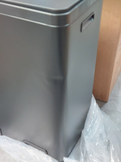 John Lewis 2 Section Recycling Bin with Handles, 60L, Black
