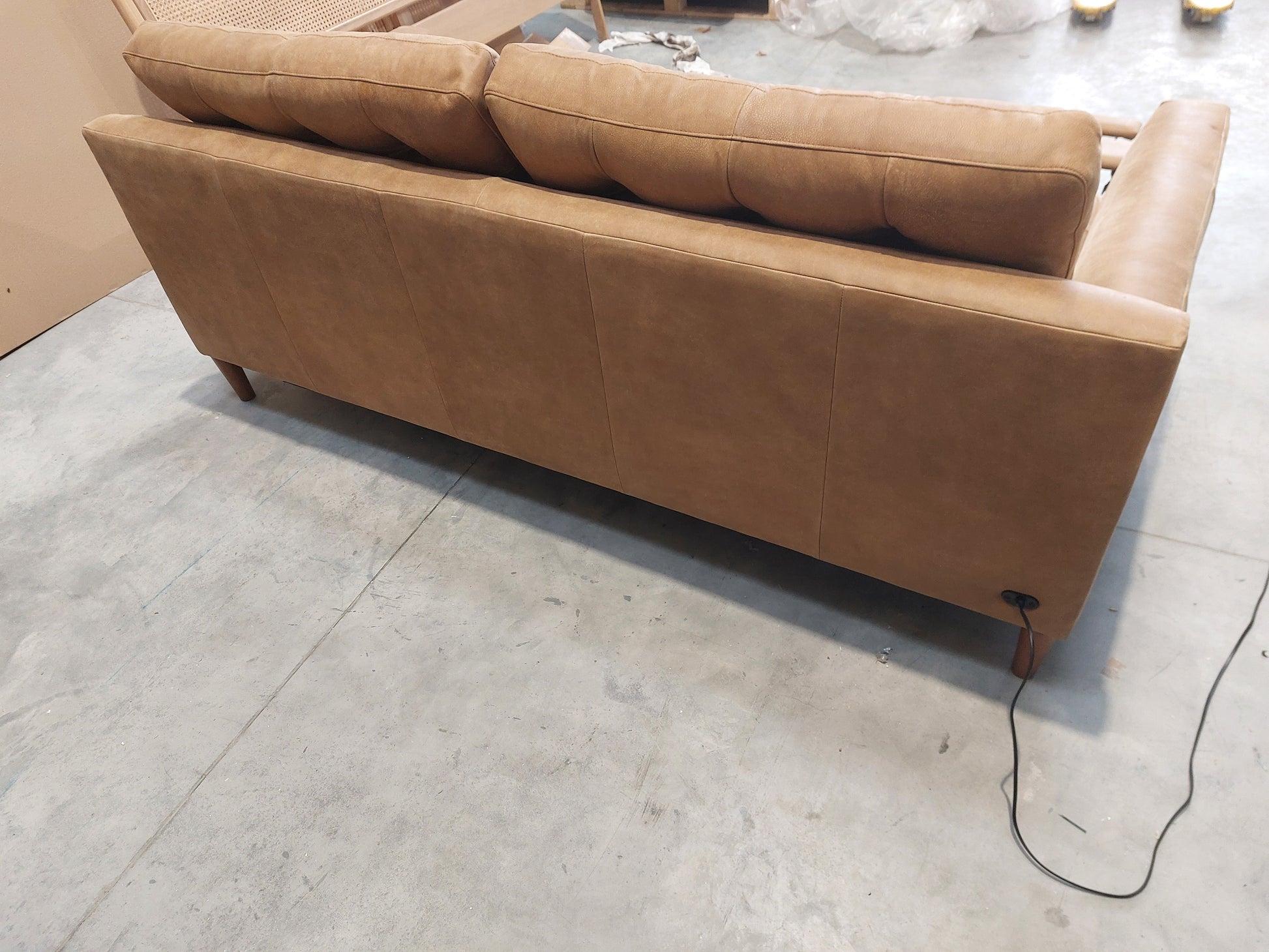 John Lewis Draper II Motion Large 3 Seater Leather Sofa, Light Leg, Demetra Light Tan