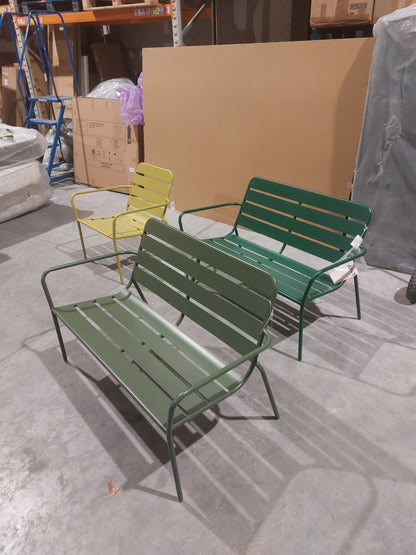 John Lewis Tri-Colour Metal Garden Furniture Set  2 Benches & 1 Armchair
