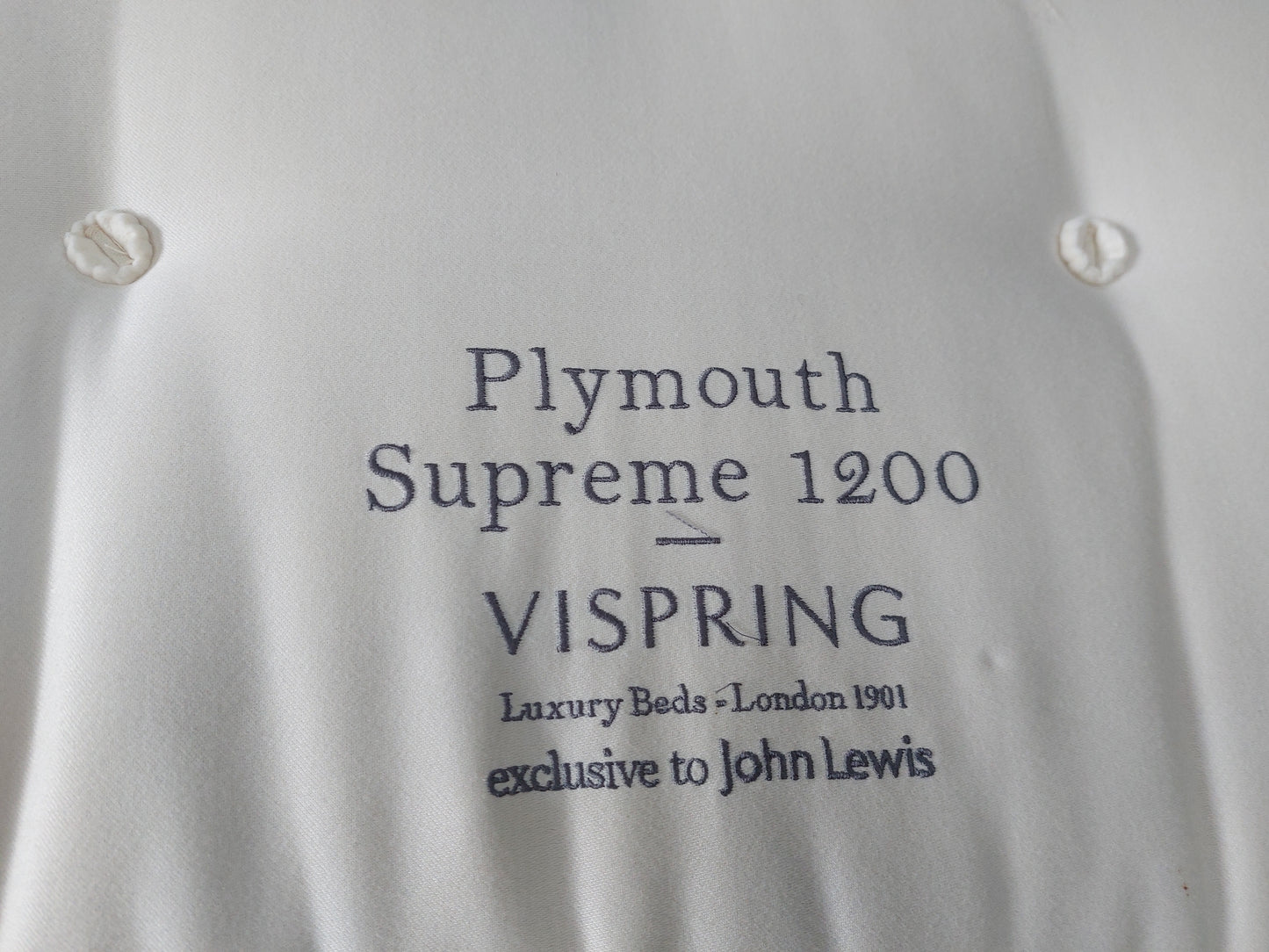 Vispring Plymouth Supreme 1200 Pocket Spring Mattress Medium & Soft Tension King Size