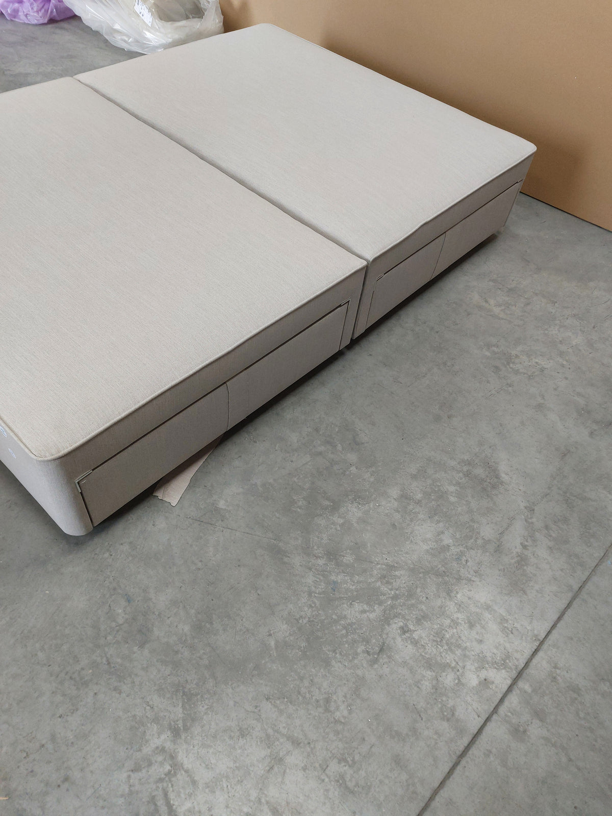 John Lewis Pocket Sprung Upholstered 4 Drawer Divan Base, King Size, Cotton Effect Beige