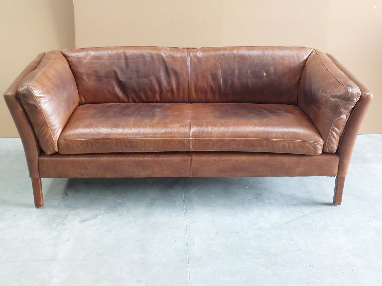 John Lewis Halo Groucho Medium 2 Seater Leather Sofa, Dark Leg, London Leather