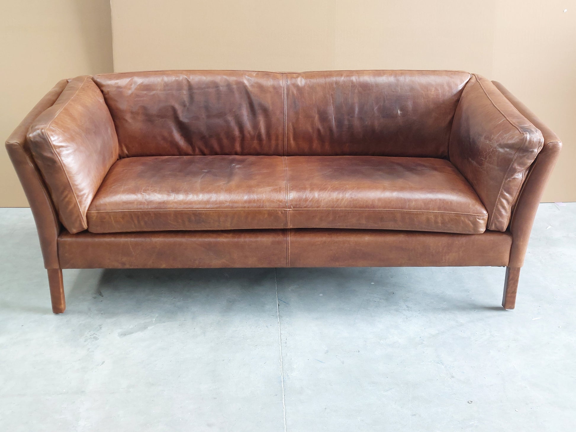 John Lewis Halo Groucho Medium 2 Seater Leather Sofa, Dark Leg, London Leather