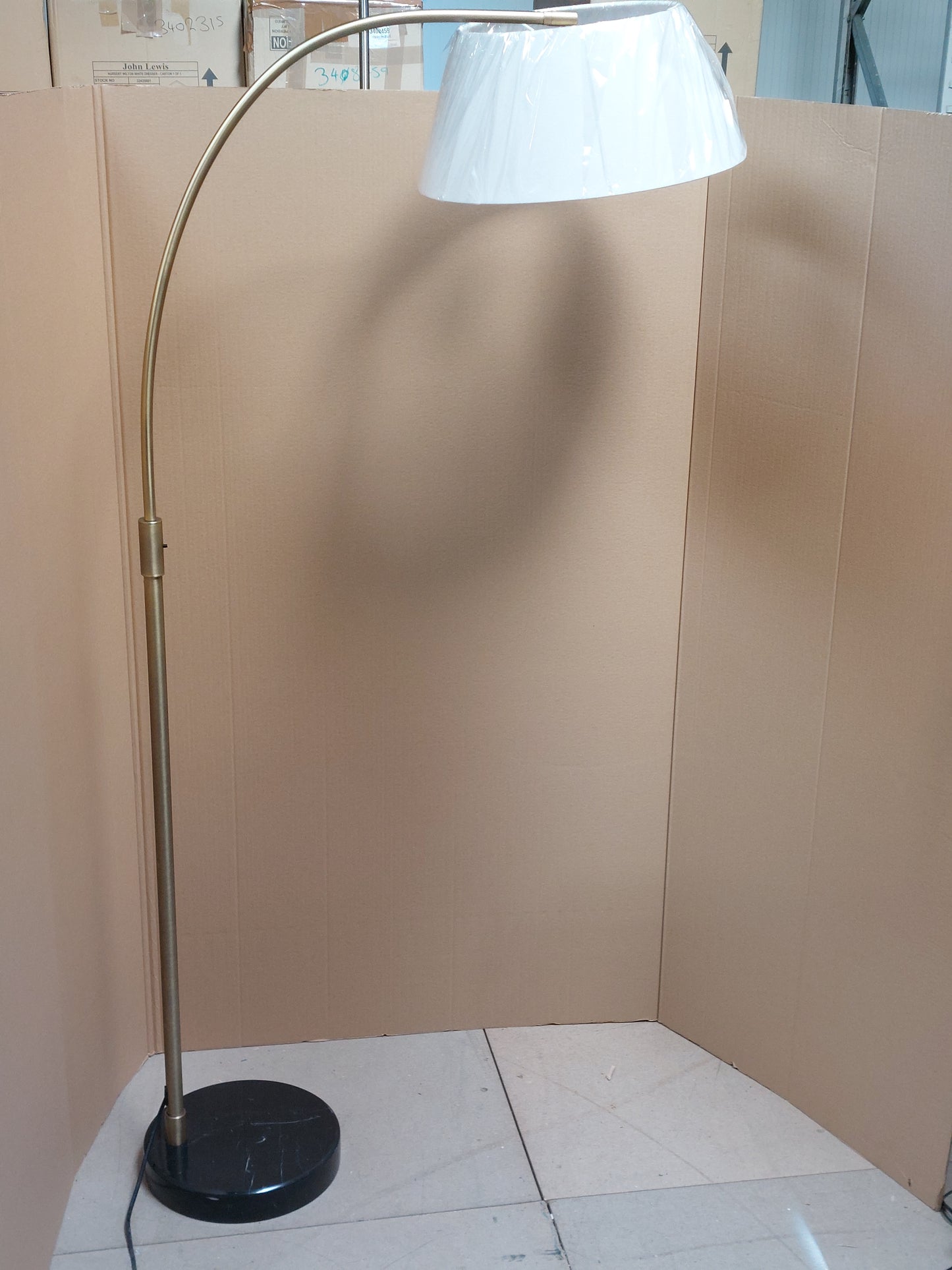 Bay Lighting Hettie Marble Floor Lamp, Black/Antique Brass