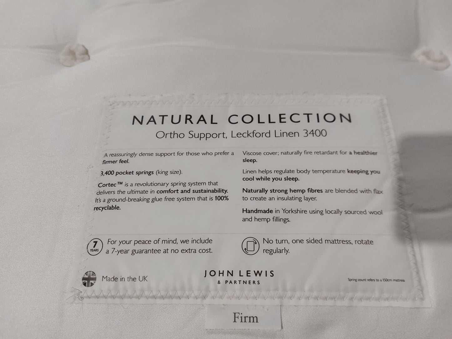 HARRISON SPINKS  NATURAL COLLECTION ORTHO SUPPORT, LECKFORD LINEN 3400