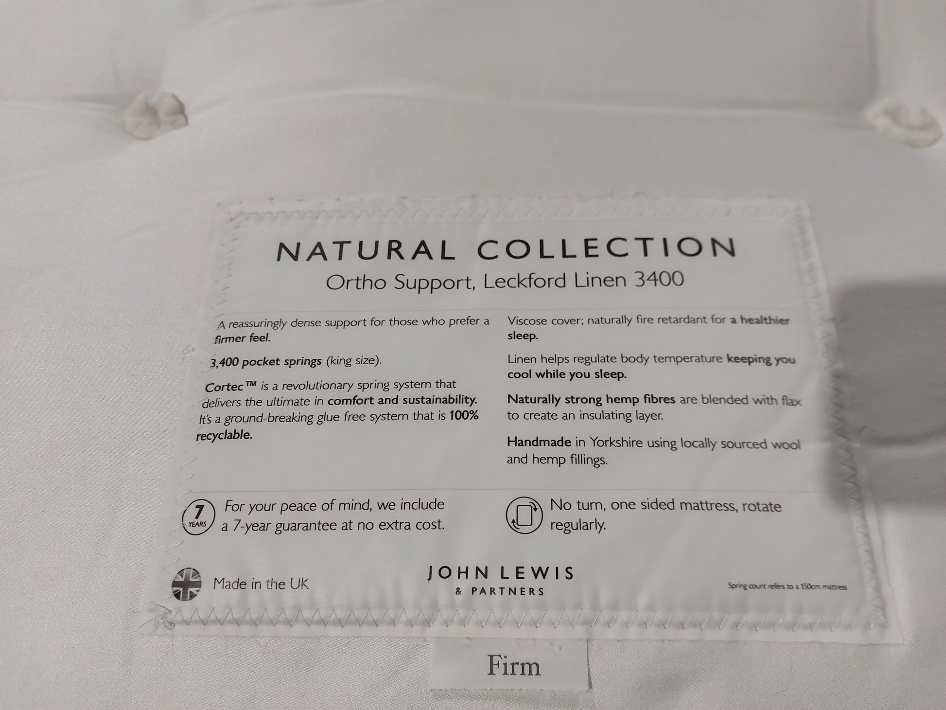 HARRISON SPINKS  NATURAL COLLECTION ORTHO SUPPORT, LECKFORD LINEN 3400