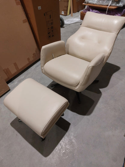 List - John Lewis Ease Leather Recliner Armchair and Footstool, Stone Leather