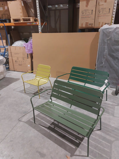 John Lewis Tri-Colour Metal Garden Furniture Set  2 Benches & 1 Armchair