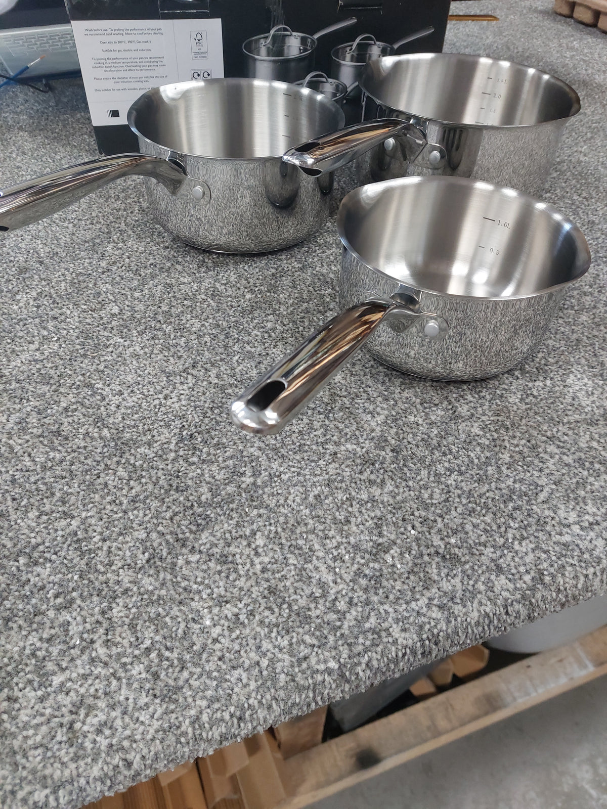 John Lewis 'The Pan' Stainless Steel Uncoated Saucepan Only Set, 3 Piece (No Lids Included)