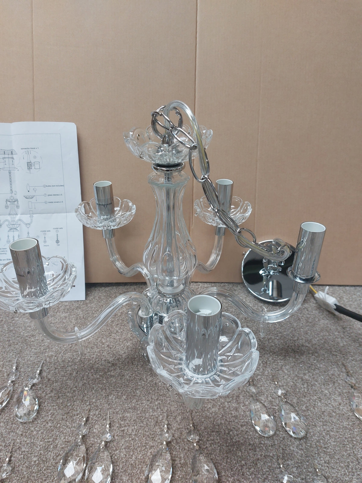 Laura Ashley Harriet Crystal 5 Arm Chandelier Ceiling Light, Clear