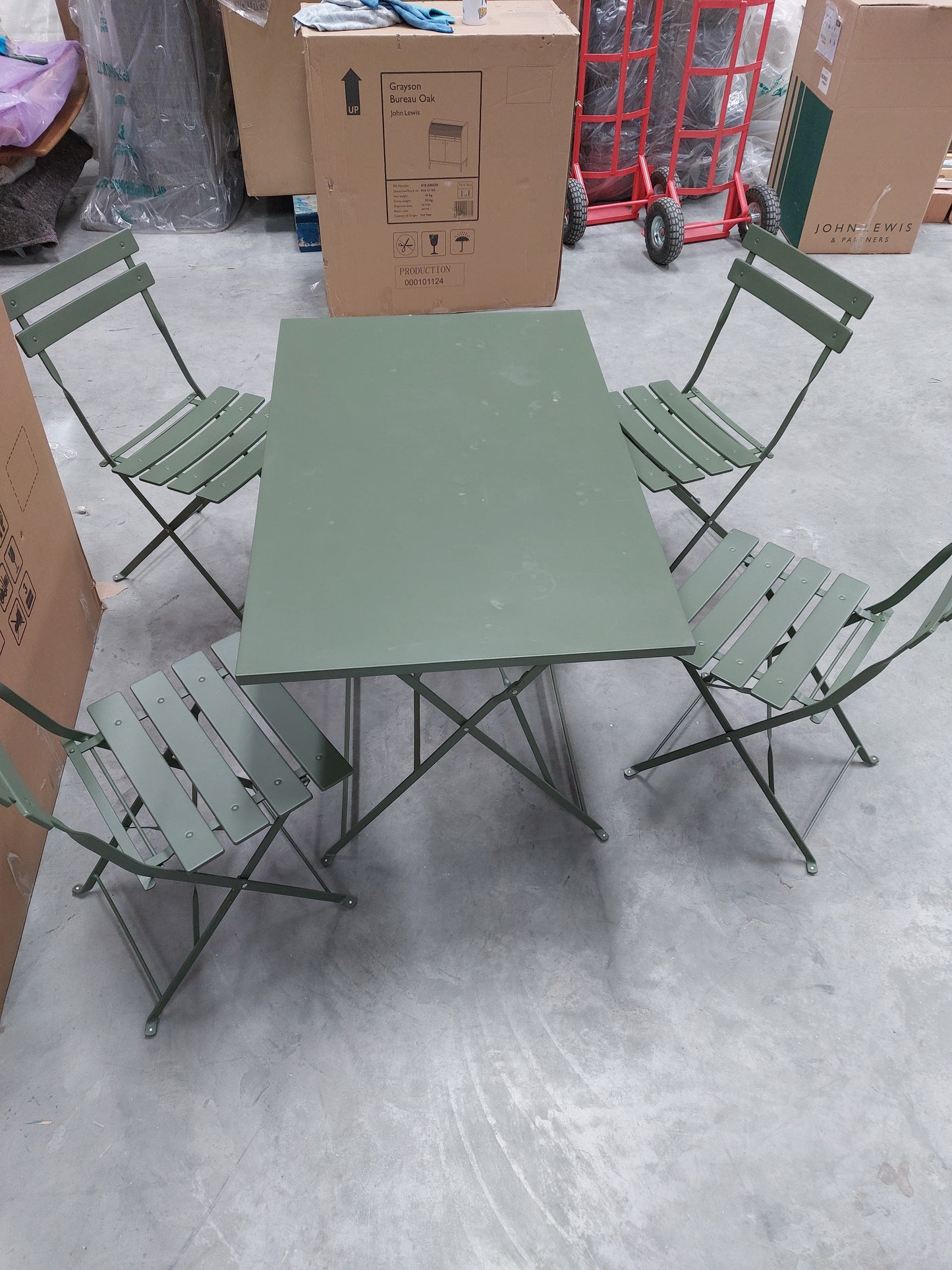 List - John Lewis Camden 4-Seater Rectangular Garden Dining Table & Chairs Set, Green