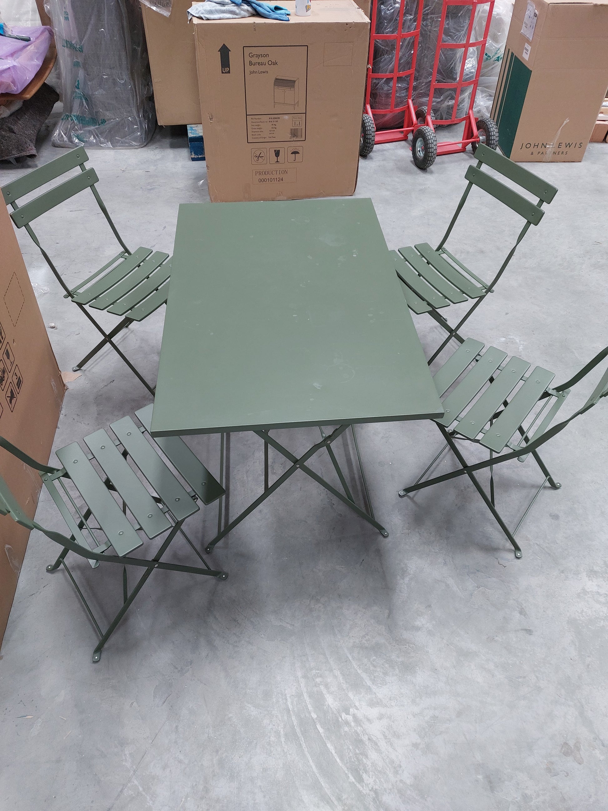 List - John Lewis Camden 4-Seater Rectangular Garden Dining Table & Chairs Set, Green