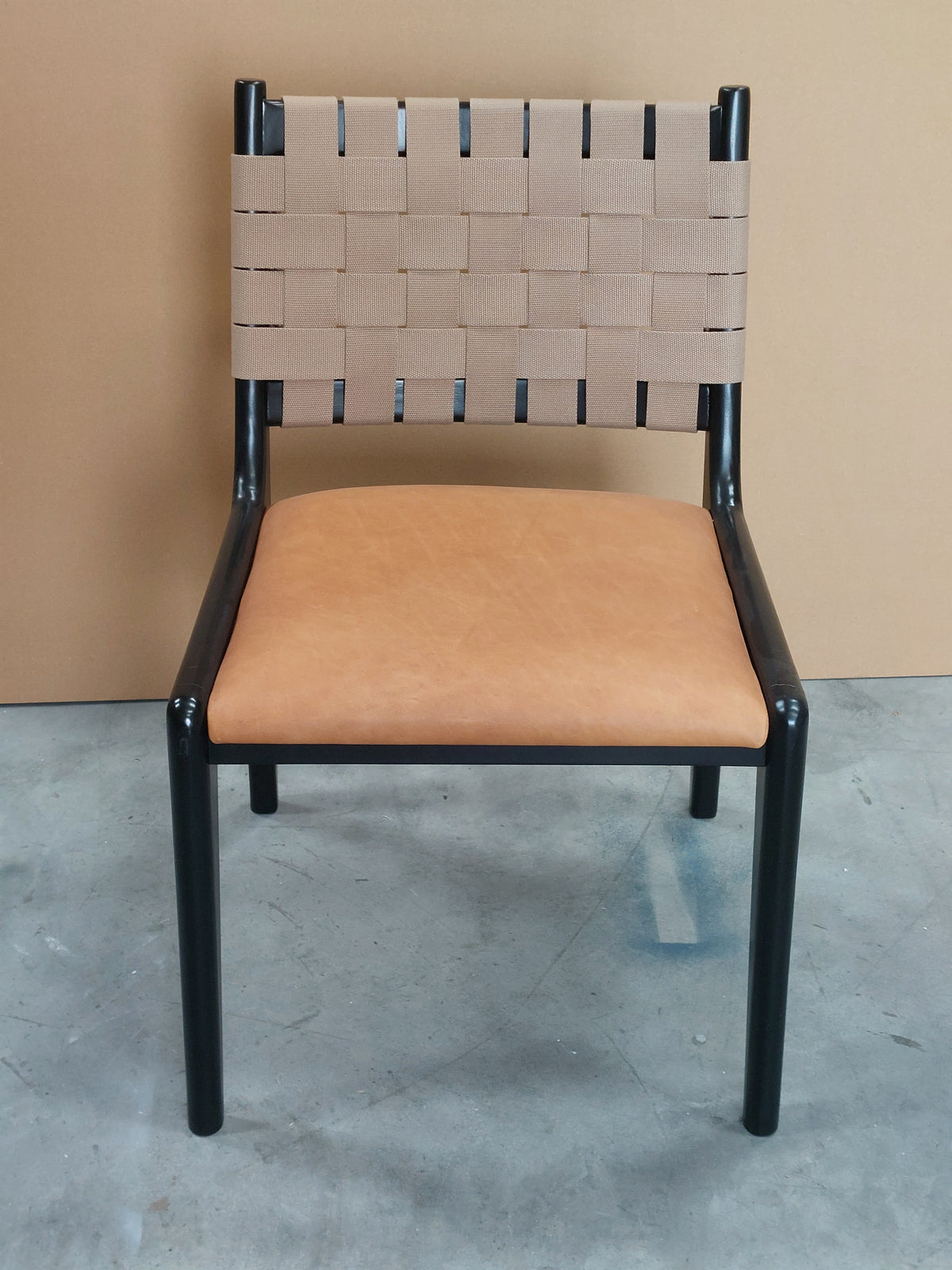 John Lewis West Elm Dunham Dining Chair in Black / Tan