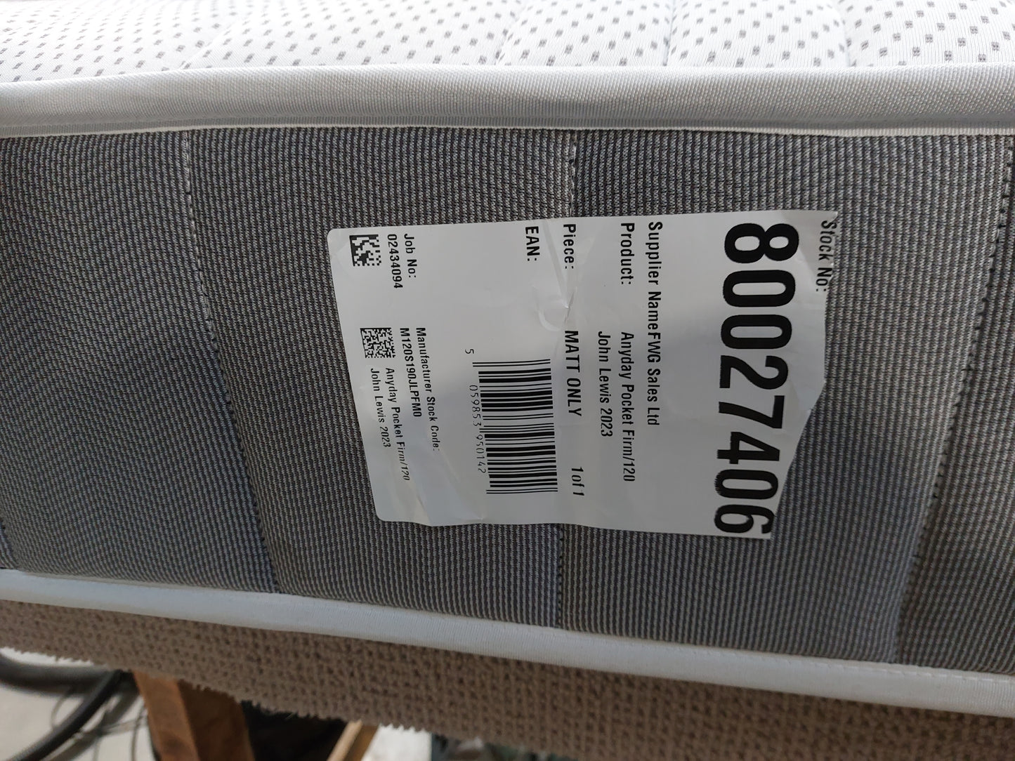 John Lewis Pocket Spring Mattress, Firm Tension Small Double