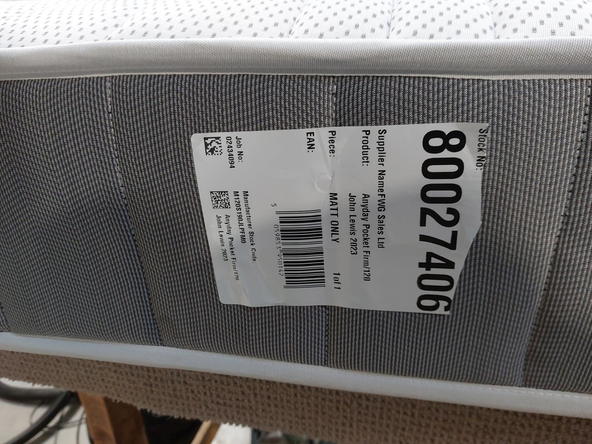 John Lewis Pocket Spring Mattress, Firm Tension Small Double