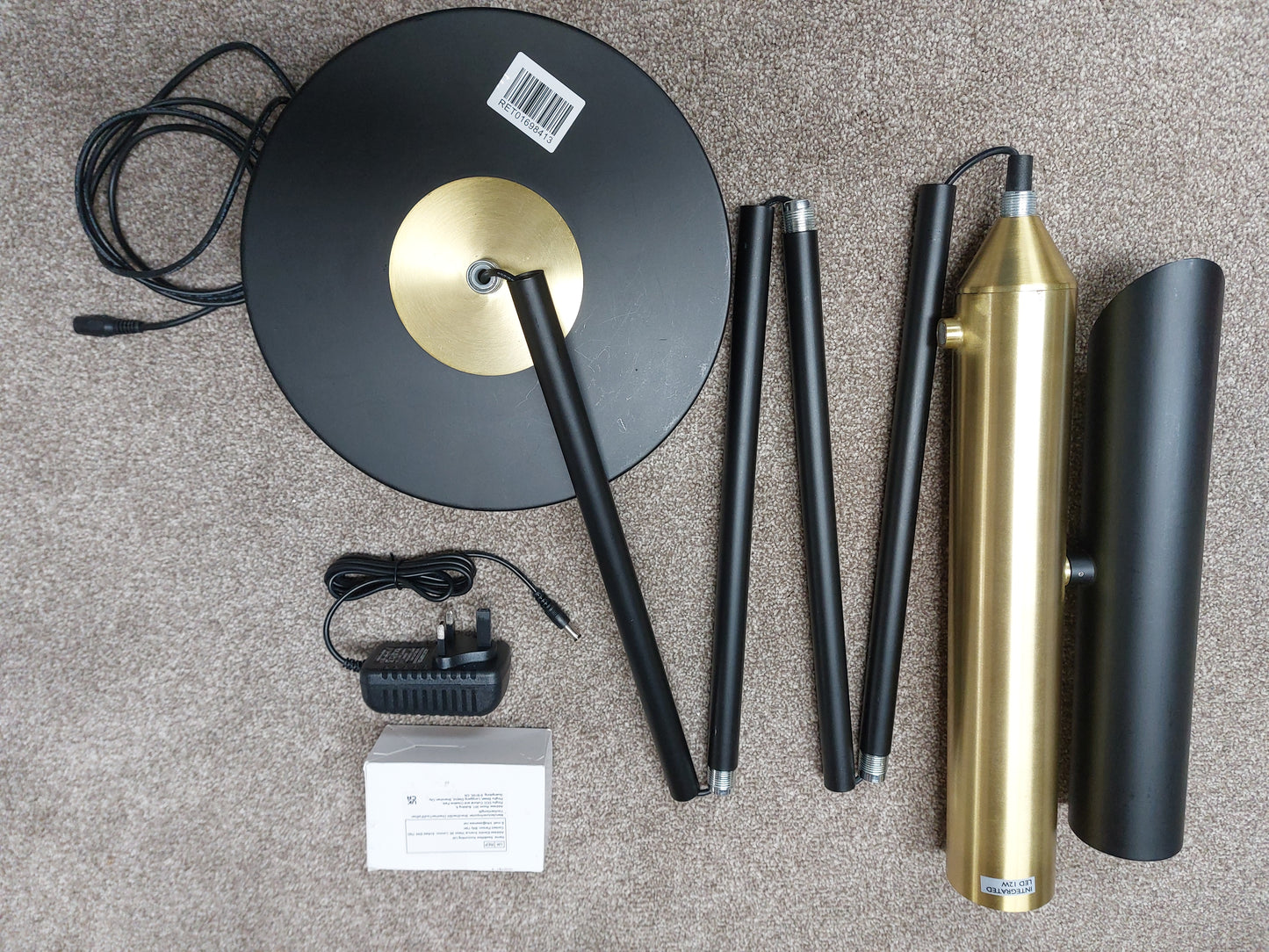 John Lewis Swivel LED Uplighter Floor Lamp, Black/Brass