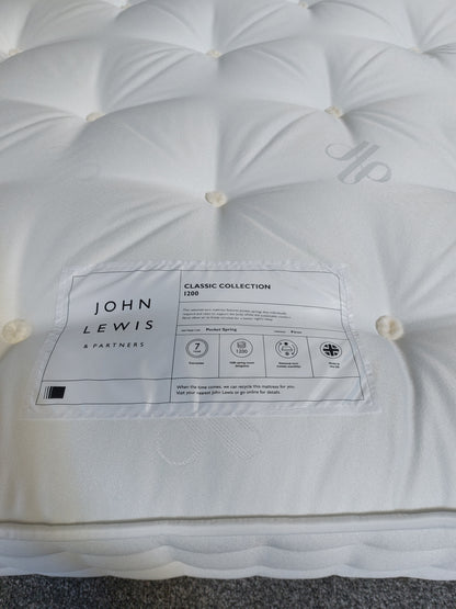 John Lewis Classic Collection 1200 Pocket Spring Mattress, Firm Tension, Double