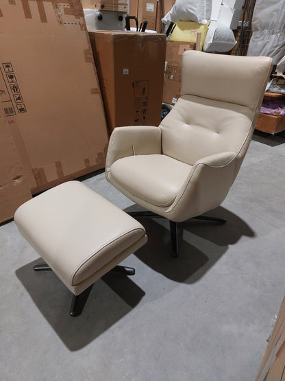 List - John Lewis Ease Leather Recliner Armchair and Footstool, Stone Leather