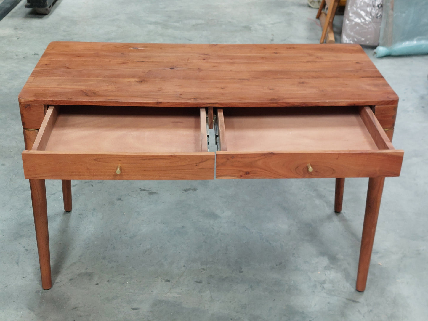 Swoon Bjorn Desk Dark Brown Acacia & Brass