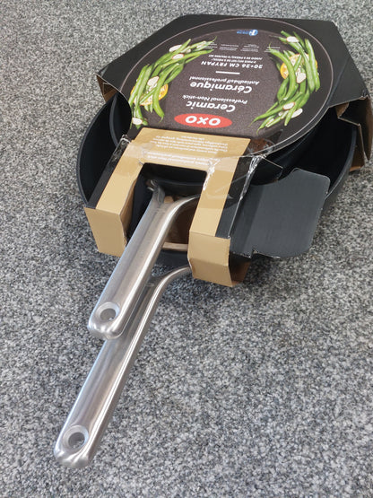 OXO Professional Hard Anodised Aluminium Ceramic Non-Stick Frying Pan Set, 2 Pie