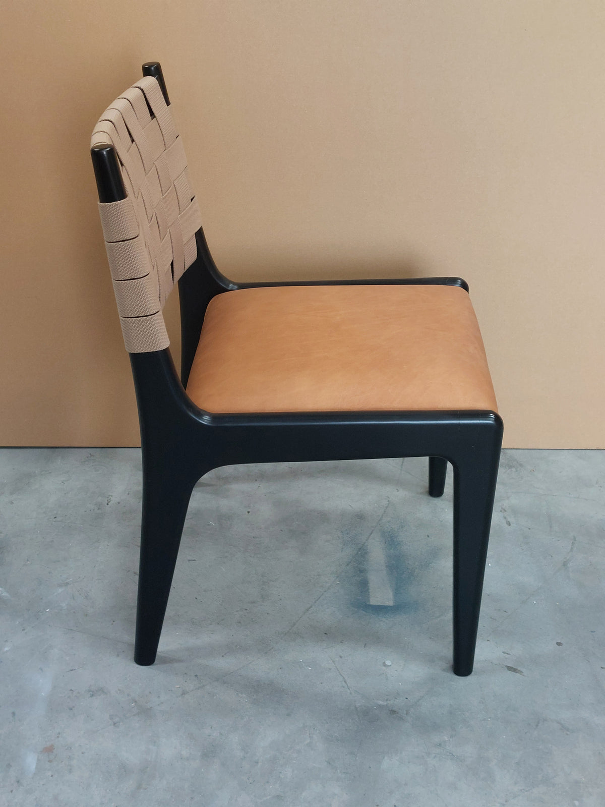 John Lewis West Elm Dunham Dining Chair in Black / Tan