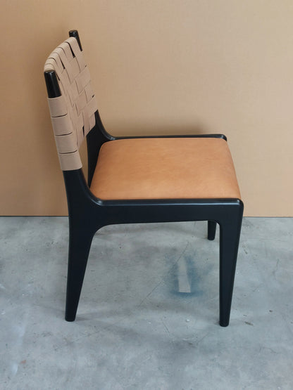 John Lewis West Elm Dunham Dining Chair in Black / Tan