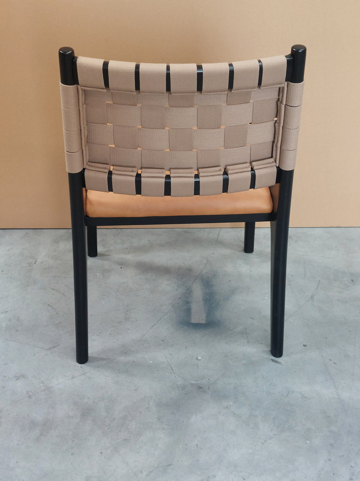 John Lewis West Elm Dunham Dining Chair in Black / Tan