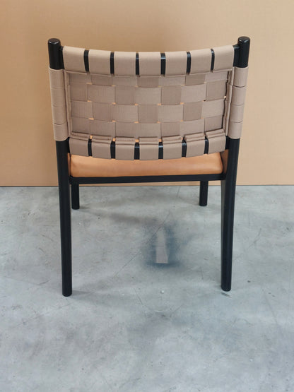 John Lewis West Elm Dunham Dining Chair in Black / Tan
