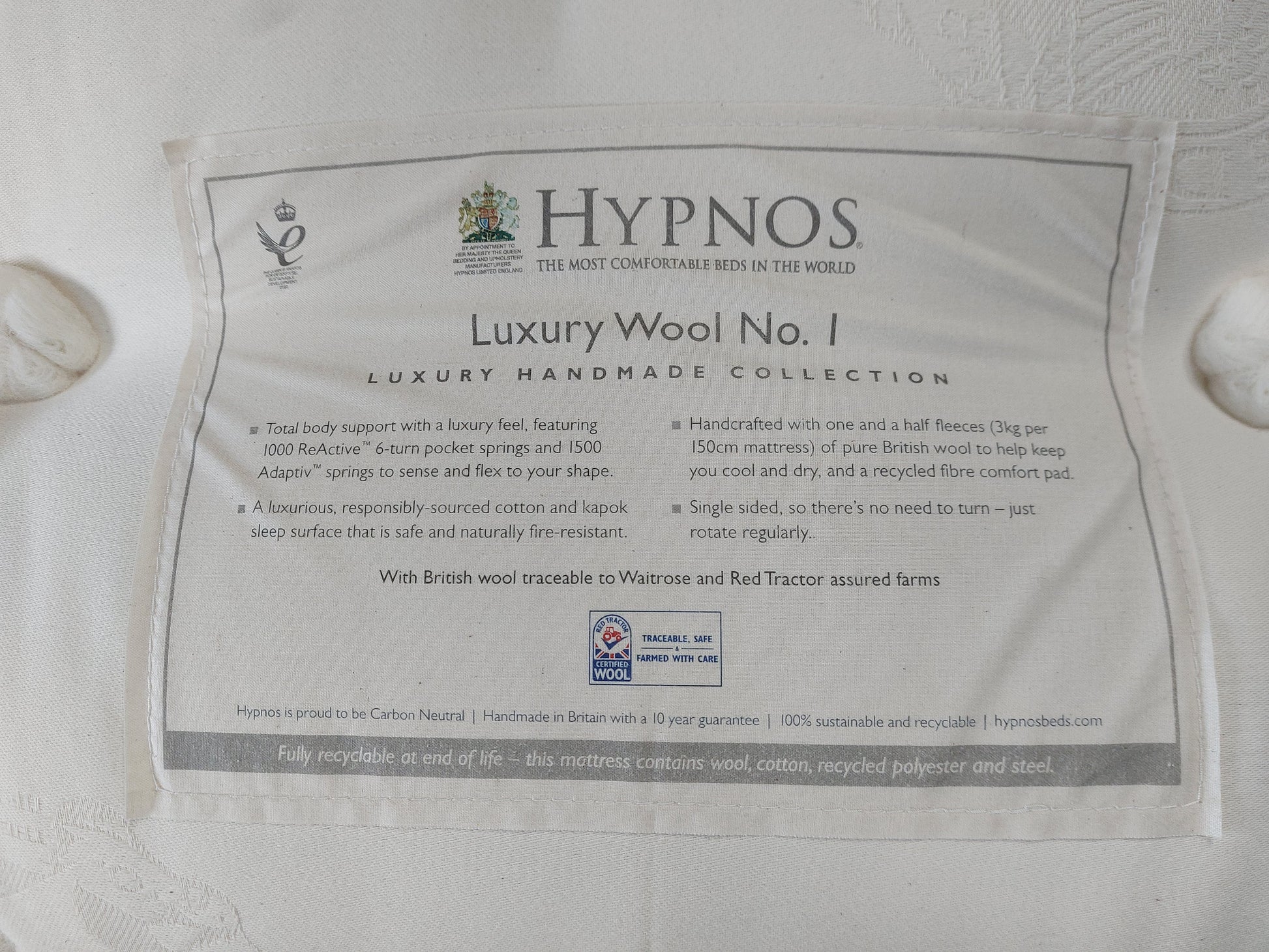 List - Hypnos Luxury Wool No.1 Pocket Spring Mattress