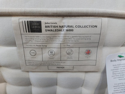 John Lewis British Natural Collection Swaledale 16000 Mattress, Firmer Tension, Double