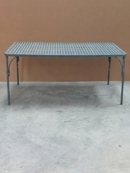 John Lewis Ribbon 6-Seater Rectangular Metal Garden Dining Table & Chairs Set, Grey
