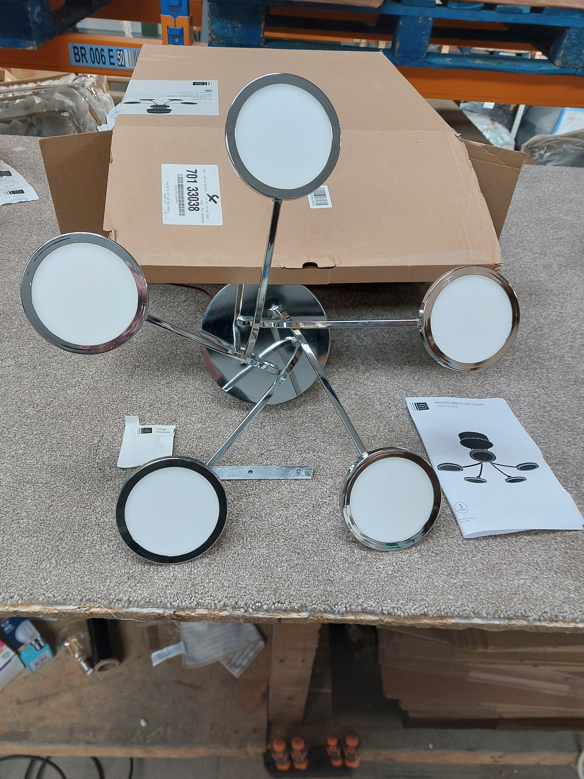 John Lewis Malmo LED Semi Flush Ceiling Light, Chrome
