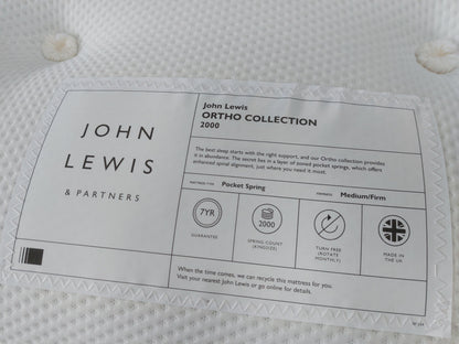 John Lewis Ortho Pocket Collection 2000 Pocket Spring Mattress, Medium/Firm Tension, King Size