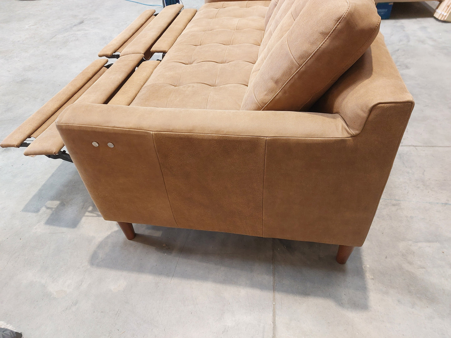 John Lewis Draper II Motion Large 3 Seater Leather Sofa, Light Leg, Demetra Light Tan