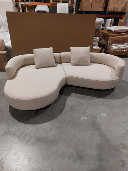John Lewis Lozenge Grand 5 Seater LHF Chaise End Sofa, Metal Leg, Twisted Boucle Putty