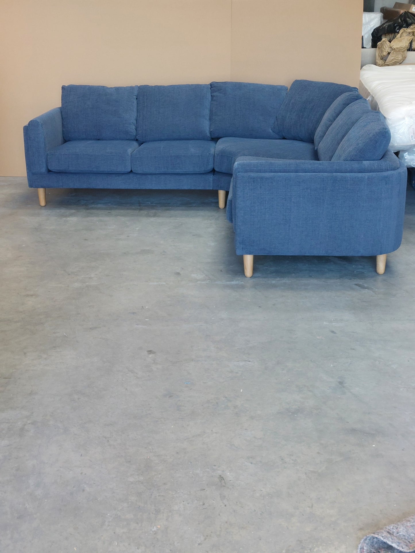John Lewis Harbour Corner Sofa Easy Clean Chunky Chenille Navy