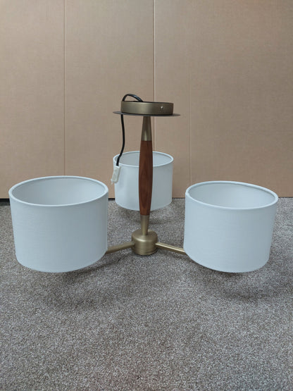 John Lewis Spindle 3 Arm Semi Flush Ceiling Light, Walnut Stained Ash