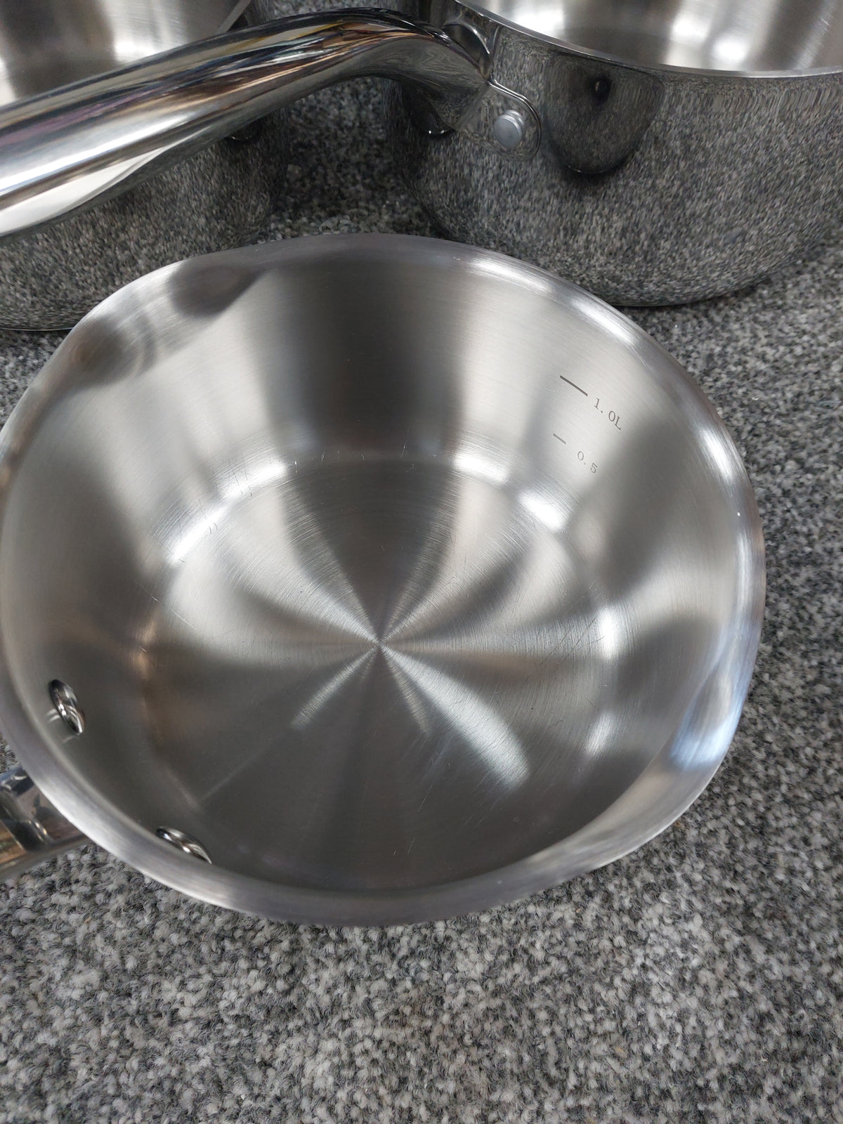 John Lewis 'The Pan' Stainless Steel Uncoated Saucepan Only Set, 3 Piece (No Lids Included)