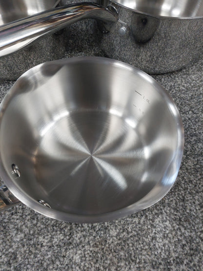 John Lewis 'The Pan' Stainless Steel Uncoated Saucepan Only Set, 3 Piece (No Lids Included)