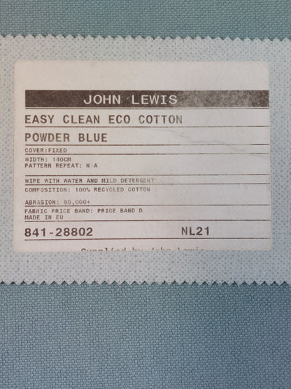 John Lewis Charlotte II Medium 2 Seater Sofa Easy clean eco cotton powder blue  light leg