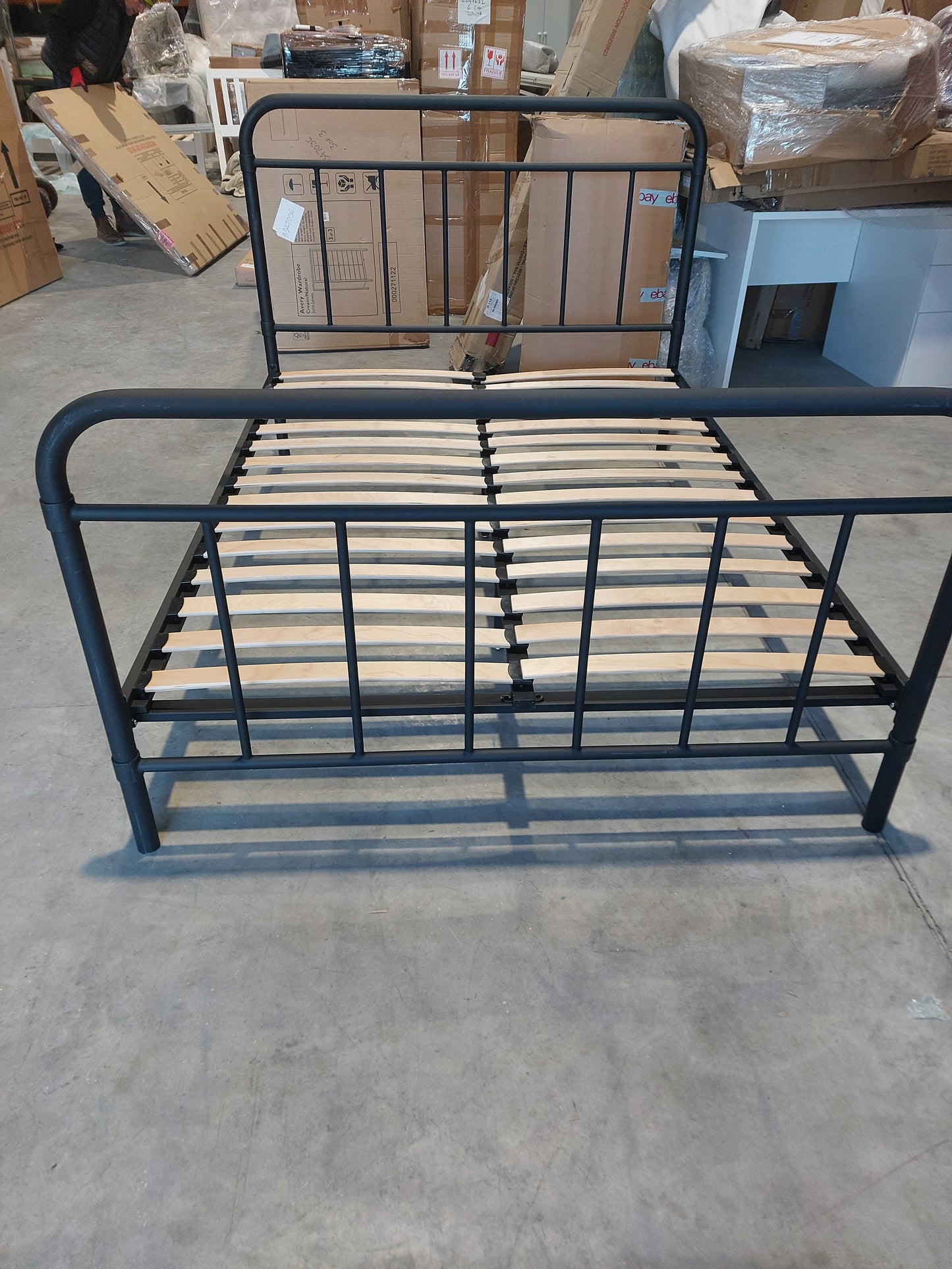 John Lewis Dorm Metal Bed Frame, Double, Black