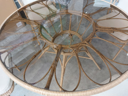 John Lewis Infinity 4-Seater Round Garden Dining Table & Chairs Set, Natural