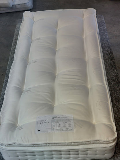 John Lewis Single Mattress Waitrose Wool 1800 Pocket Spring Pillowtop Medium Tension