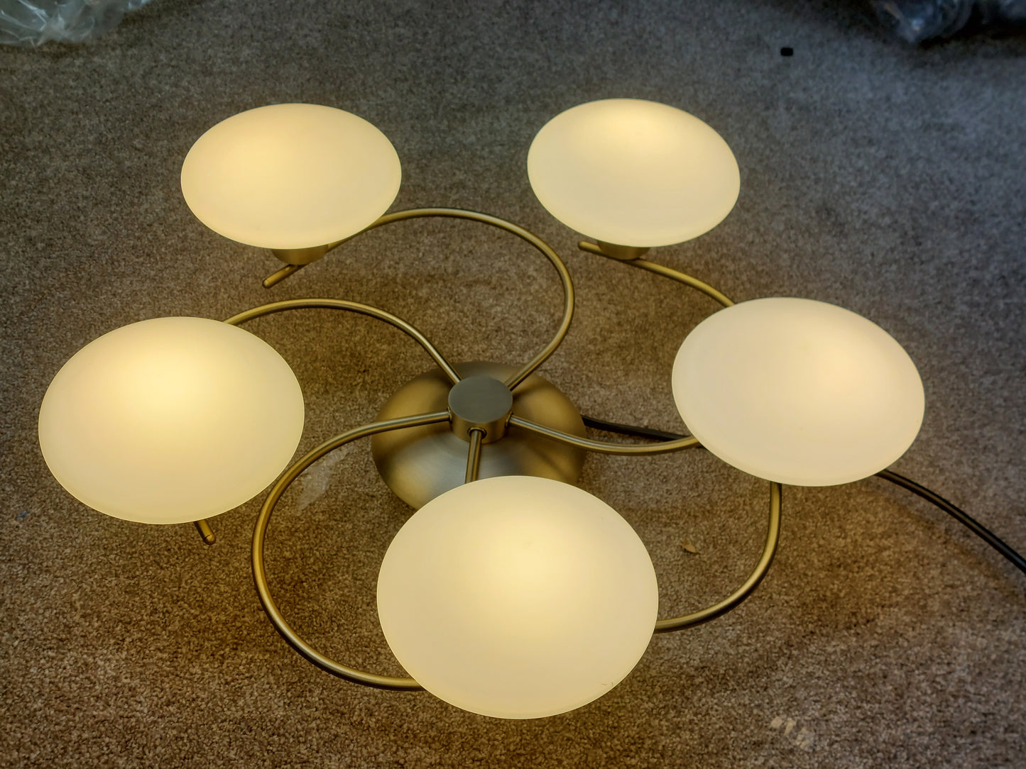 John Lewis Tameo 5 Arm Flush Ceiling Light, Brass