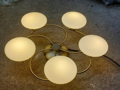 John Lewis Tameo 5 Arm Flush Ceiling Light, Brass