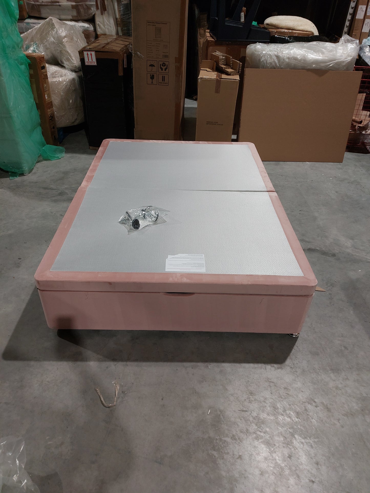 Silentnight 2 Drawer Continental Half Ottoman Divan Storage Bed, Dusky Pink