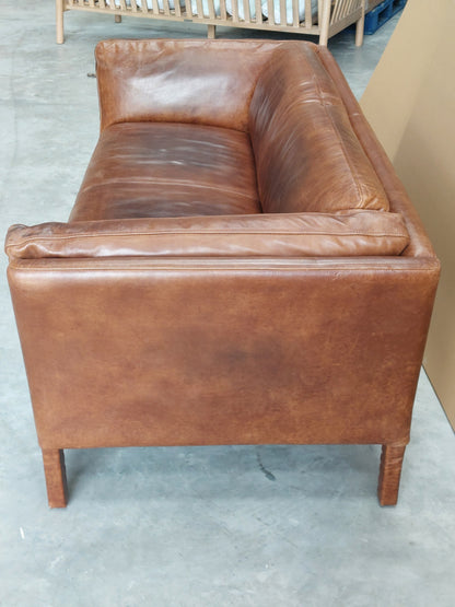 John Lewis Halo Groucho Medium 2 Seater Leather Sofa, Dark Leg, London Leather
