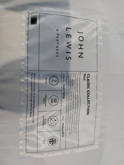 John Lewis Classic NO. 1 Pocket Spring Mattress, Medium/Firm Tension super King Size