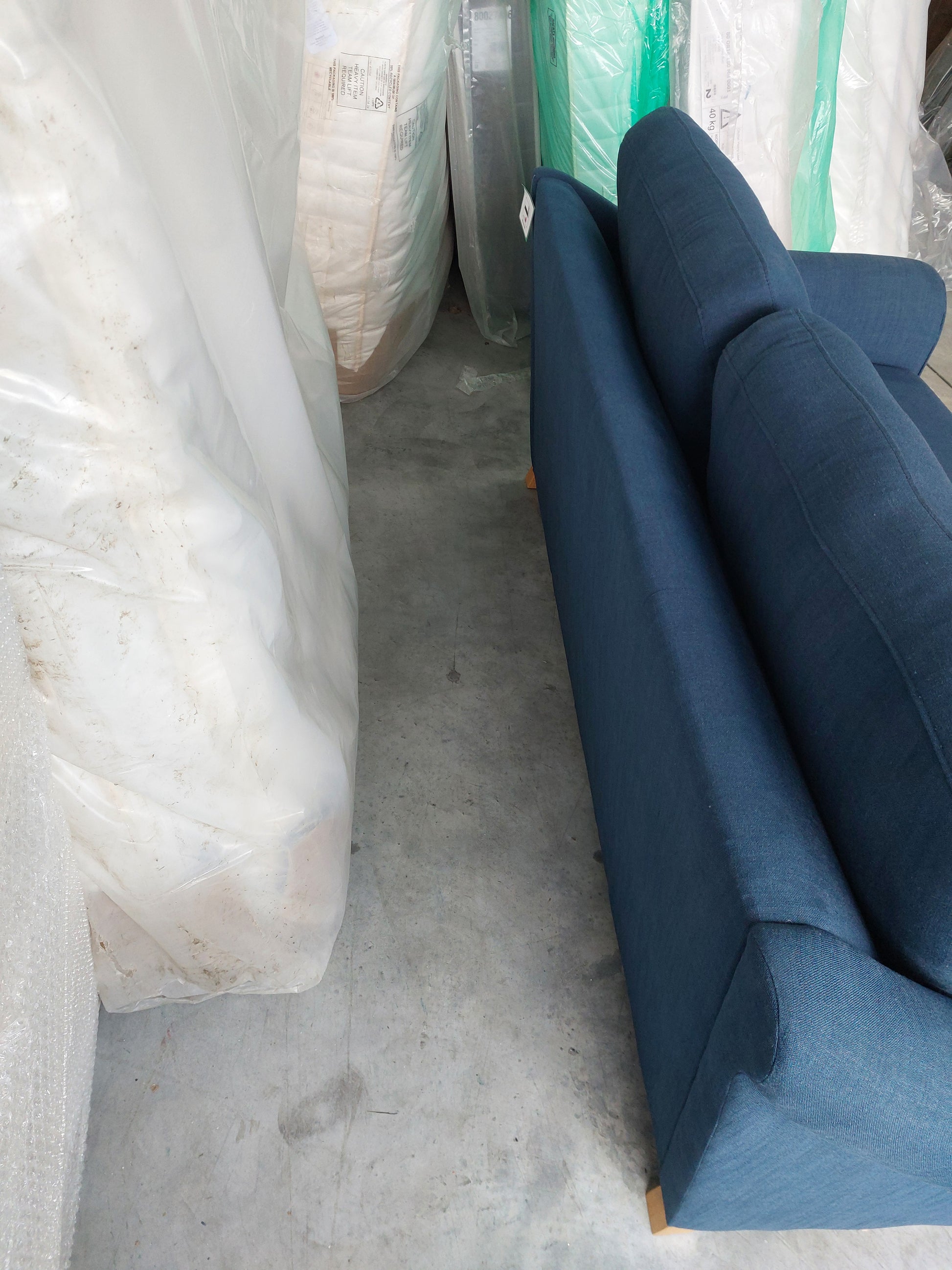 John Lewis Camber Large 3 Seater Sofa Blue Linen